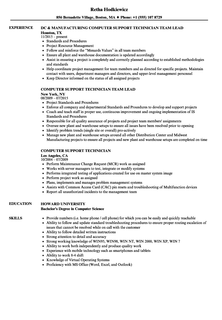 Computer Support Technician Resume Samples Velvet Jobs pertaining to dimensions 860 X 1240