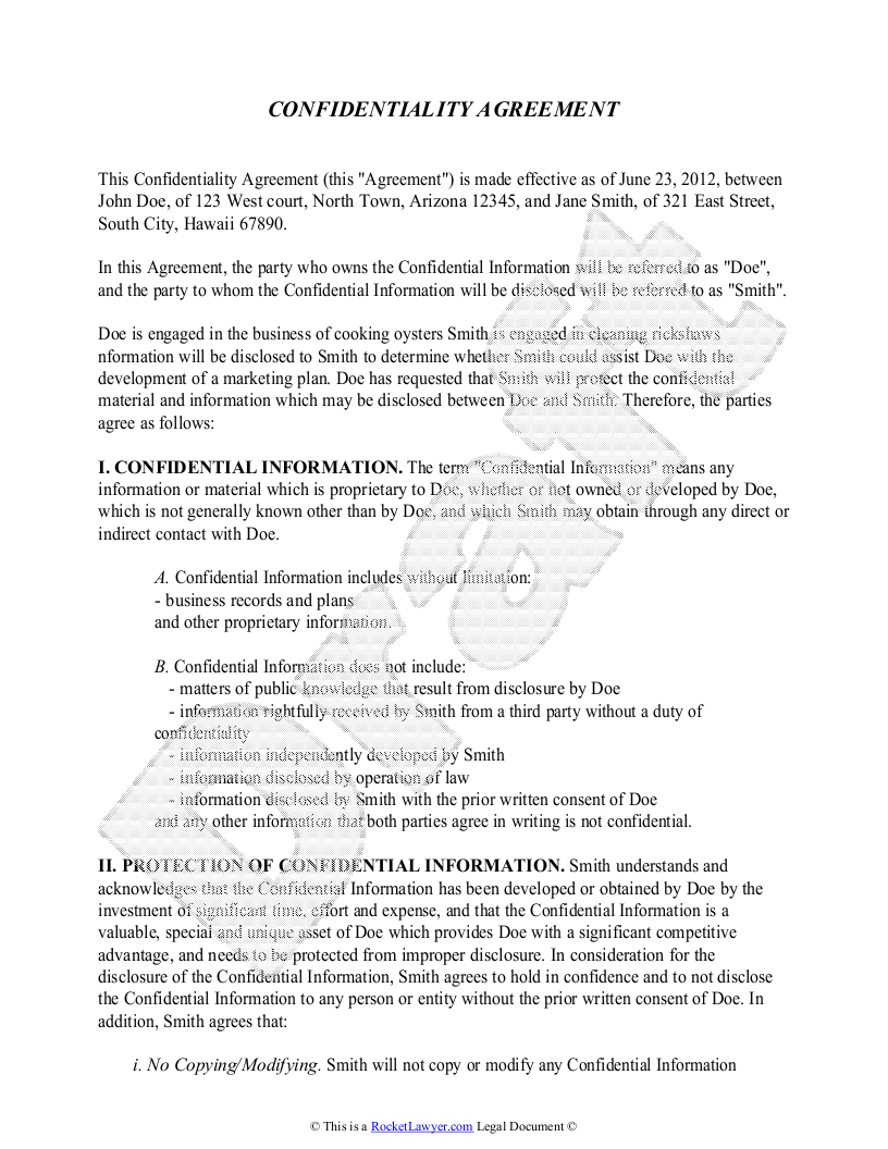 Confidentiality Agreement Template Free Sample with regard to dimensions 816 X 1056