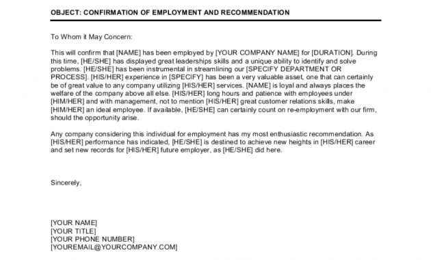 Confirmation Of Employment And Letter Of Recommendation regarding measurements 1000 X 1290