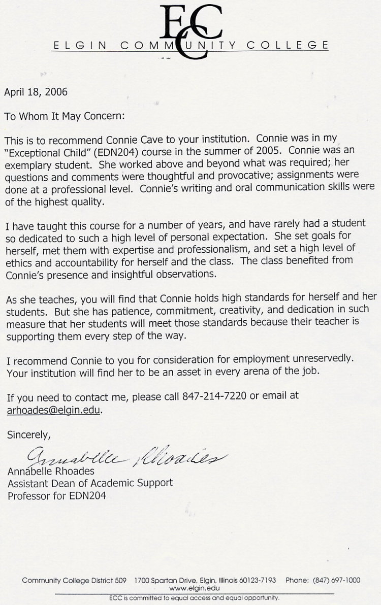 Connie Cave Letters Of Recommendation pertaining to sizing 750 X 1192