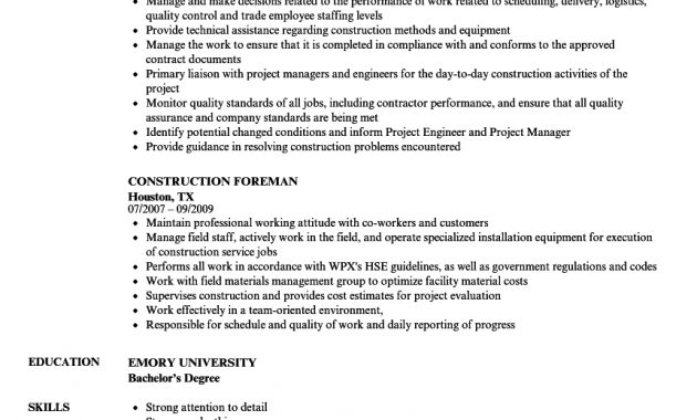 Construction Foreman Resume Samples Debandje with regard to sizing 860 X 1240