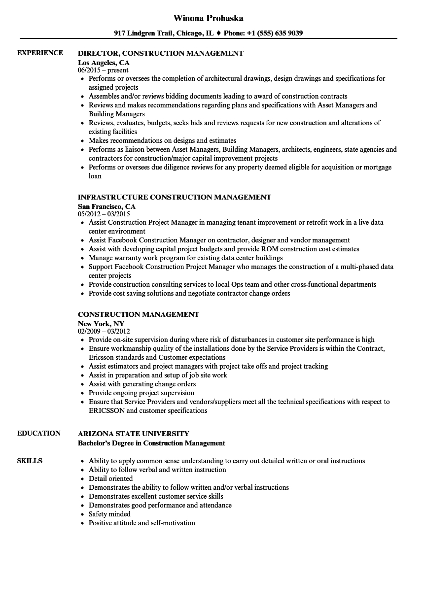 Construction Management Resume Samples Velvet Jobs within measurements 860 X 1240