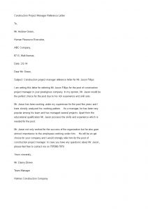 Construction Project Manager Reference Letter Templates At pertaining to measurements 793 X 1122