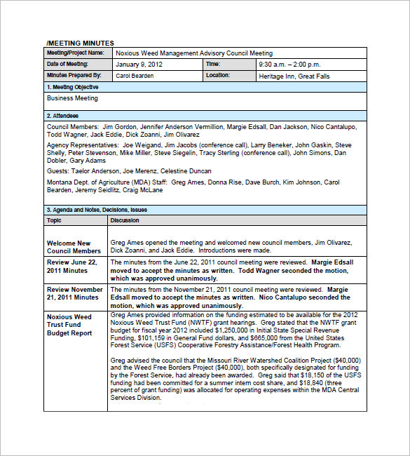 Construction Project Meeting Minutes Template Debandje inside measurements 585 X 650