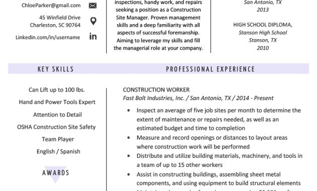 Construction Worker Resume Example Writing Guide Resume in sizing 800 X 1132