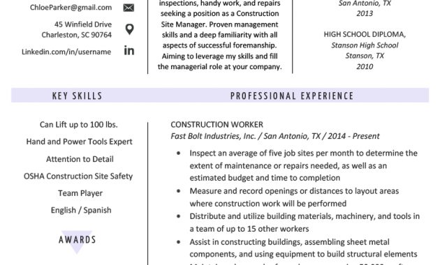 Construction Worker Resume Example Writing Guide Resume inside size 800 X 1132