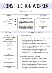 Construction Worker Resume Example Writing Guide Resume with sizing 800 X 1132