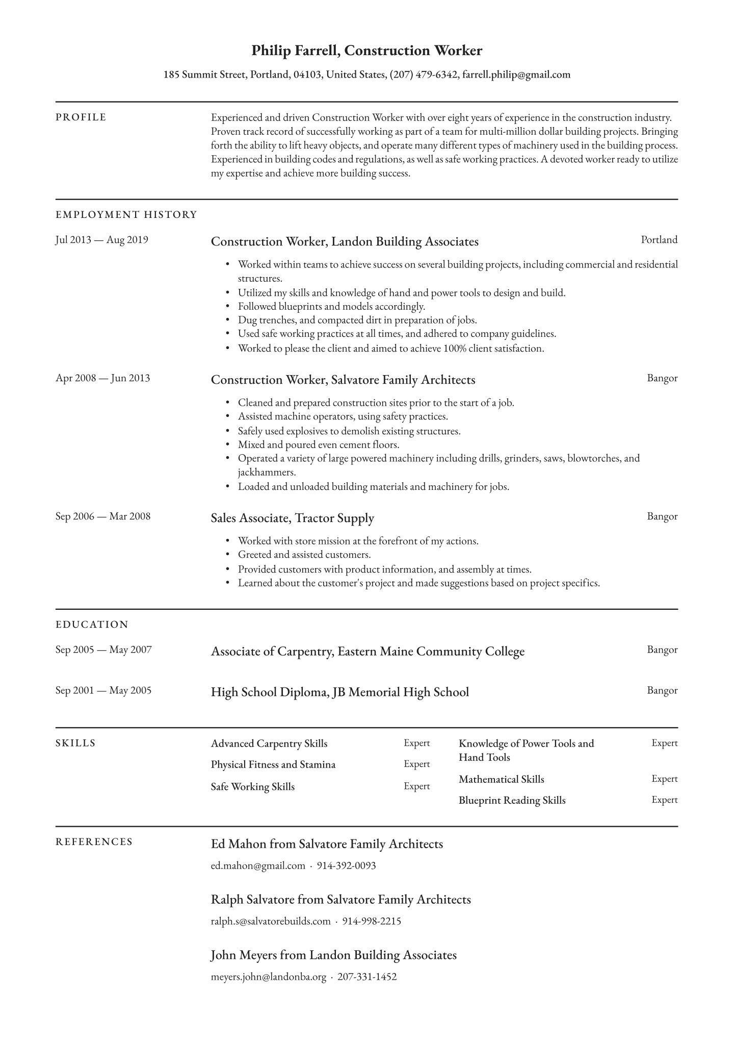 Construction Worker Resume Examples Writing Tips 2020 in dimensions 1440 X 2036