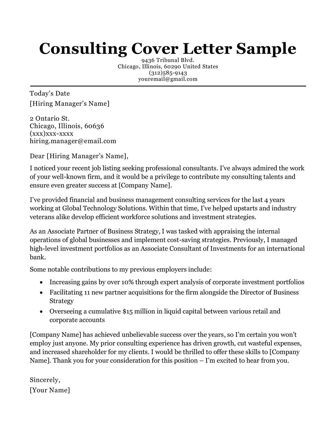 Consulting Cover Letter Sample Writing Tips Resume Companion with proportions 1085 X 1404