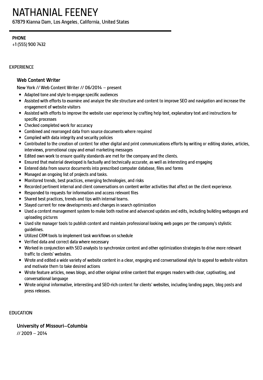 Content Writer Resume Akali for measurements 860 X 1240