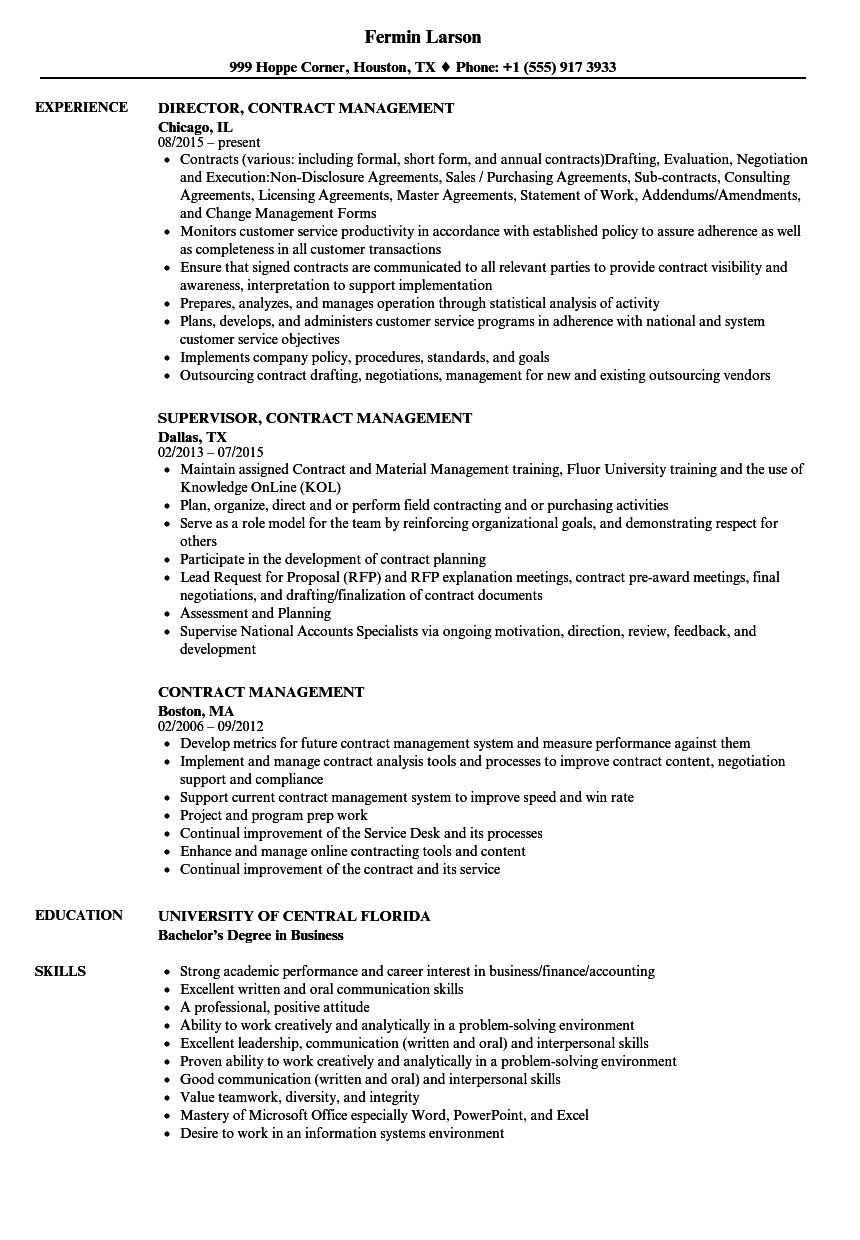 Contract Management Resume Samples Velvet Jobs inside sizing 860 X 1240