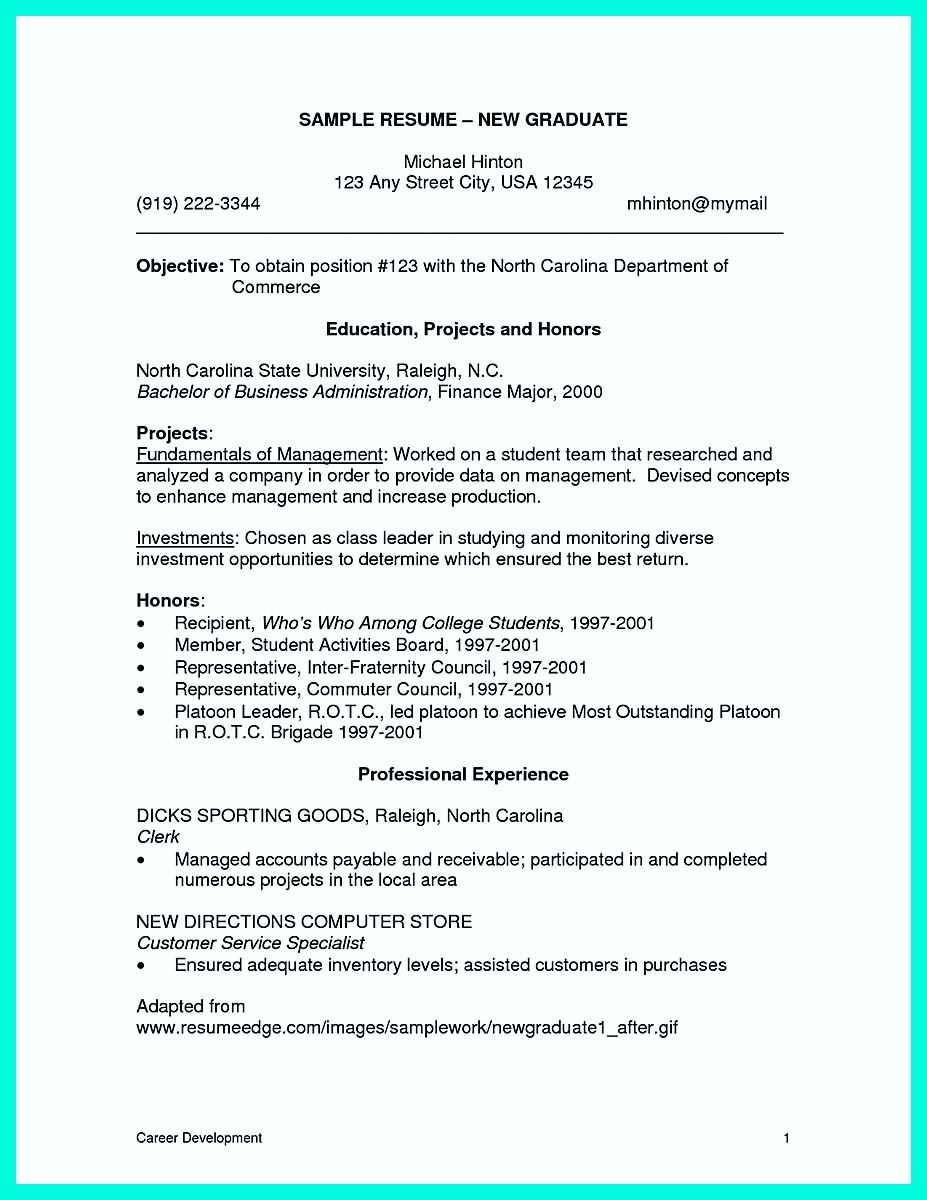 Cool Sample Of College Graduate Resume With No Experience for measurements 927 X 1200