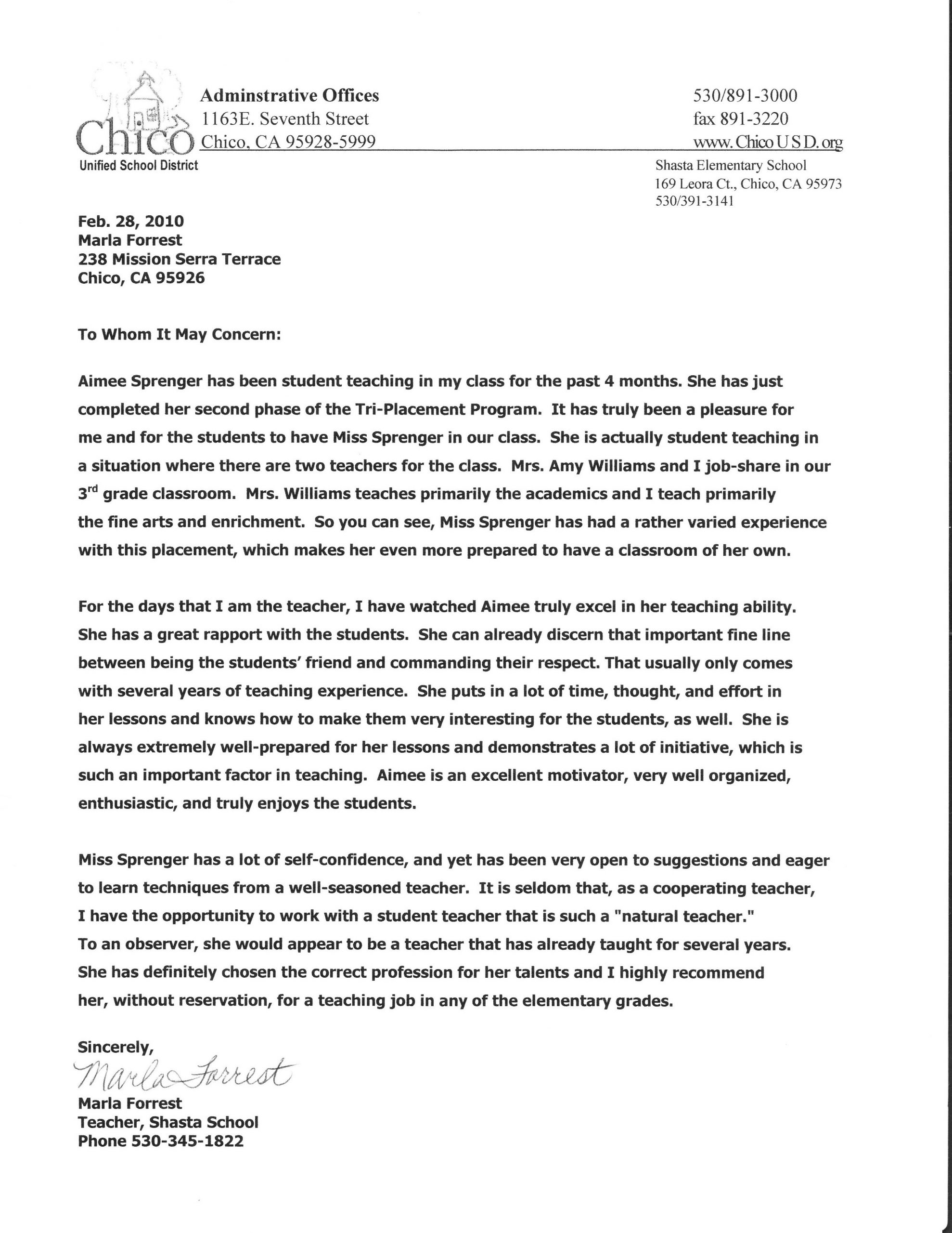 Cooperating Teacher Letter Of Recommendation Debandje for size 2549 X 3299