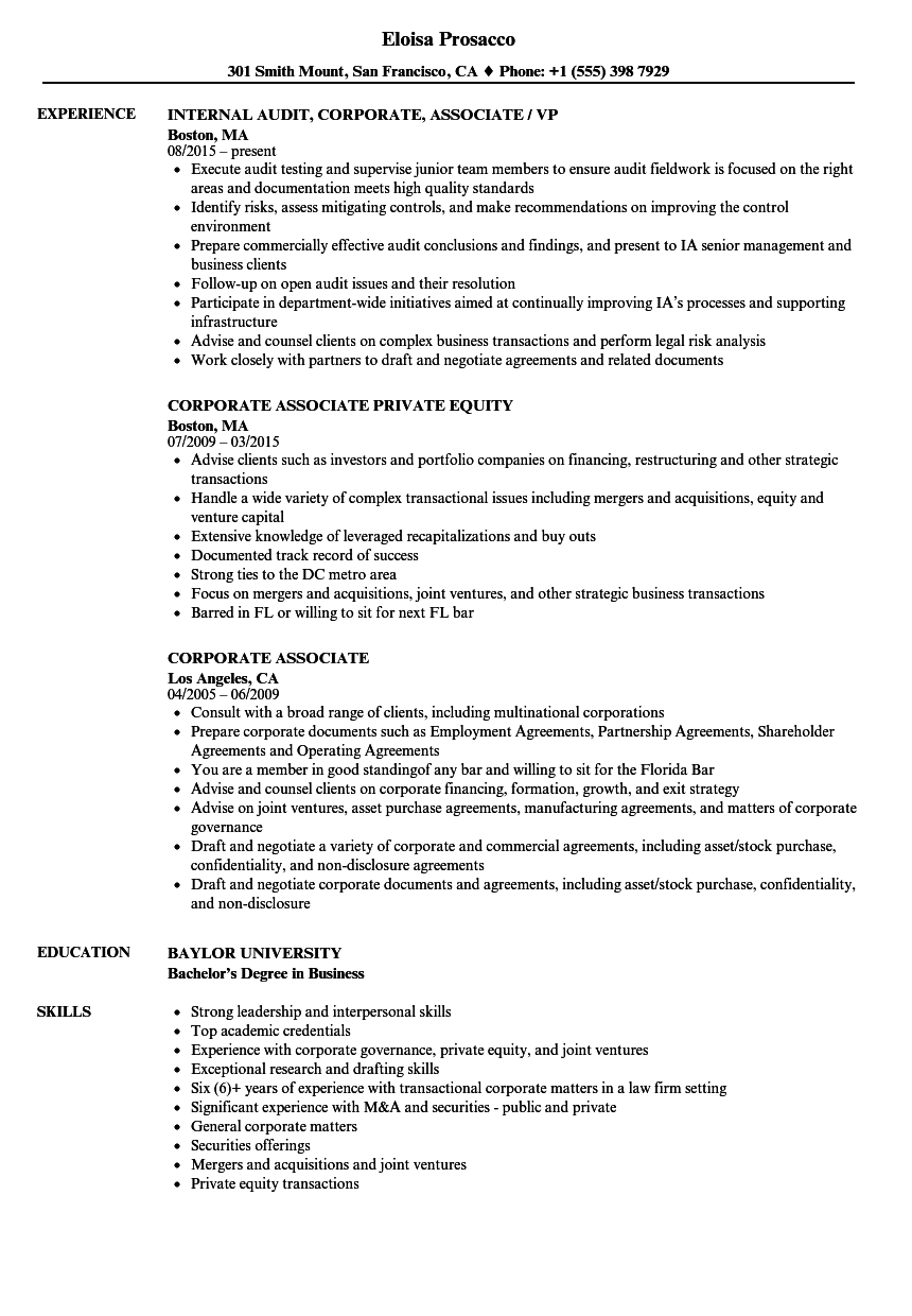 Corporate Associate Resume Samples Velvet Jobs throughout size 860 X 1240