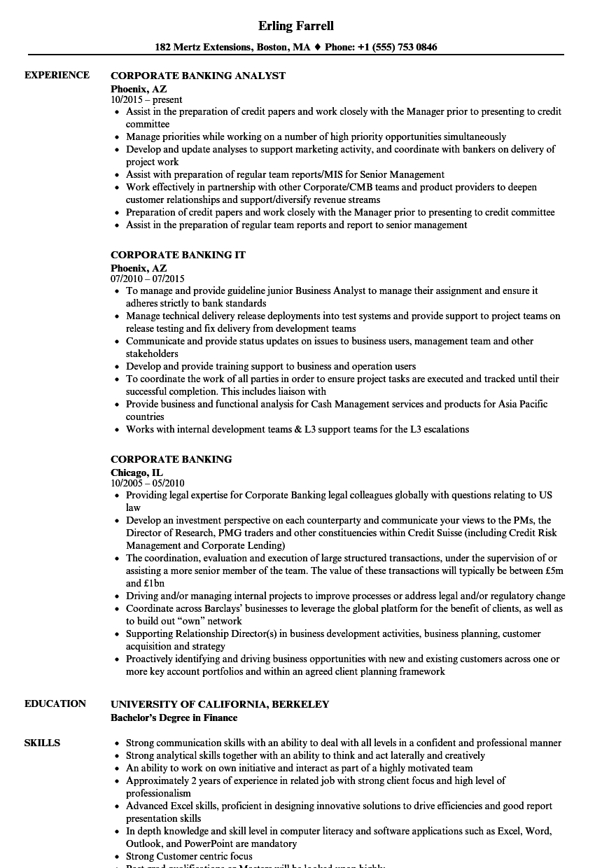 Corporate Banking Resume Samples Velvet Jobs throughout size 860 X 1240