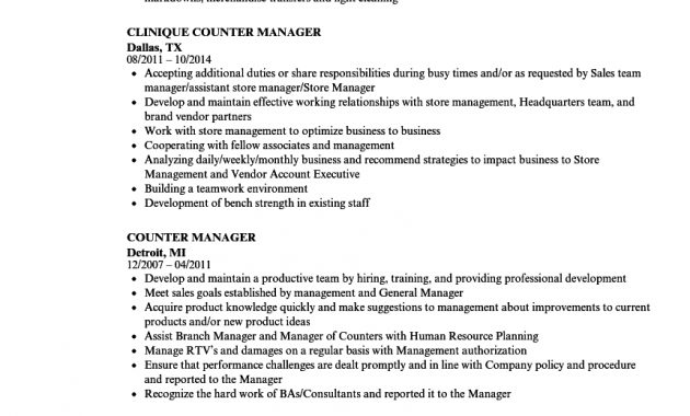 Counter Manager Resume Samples Velvet Jobs intended for dimensions 860 X 1240