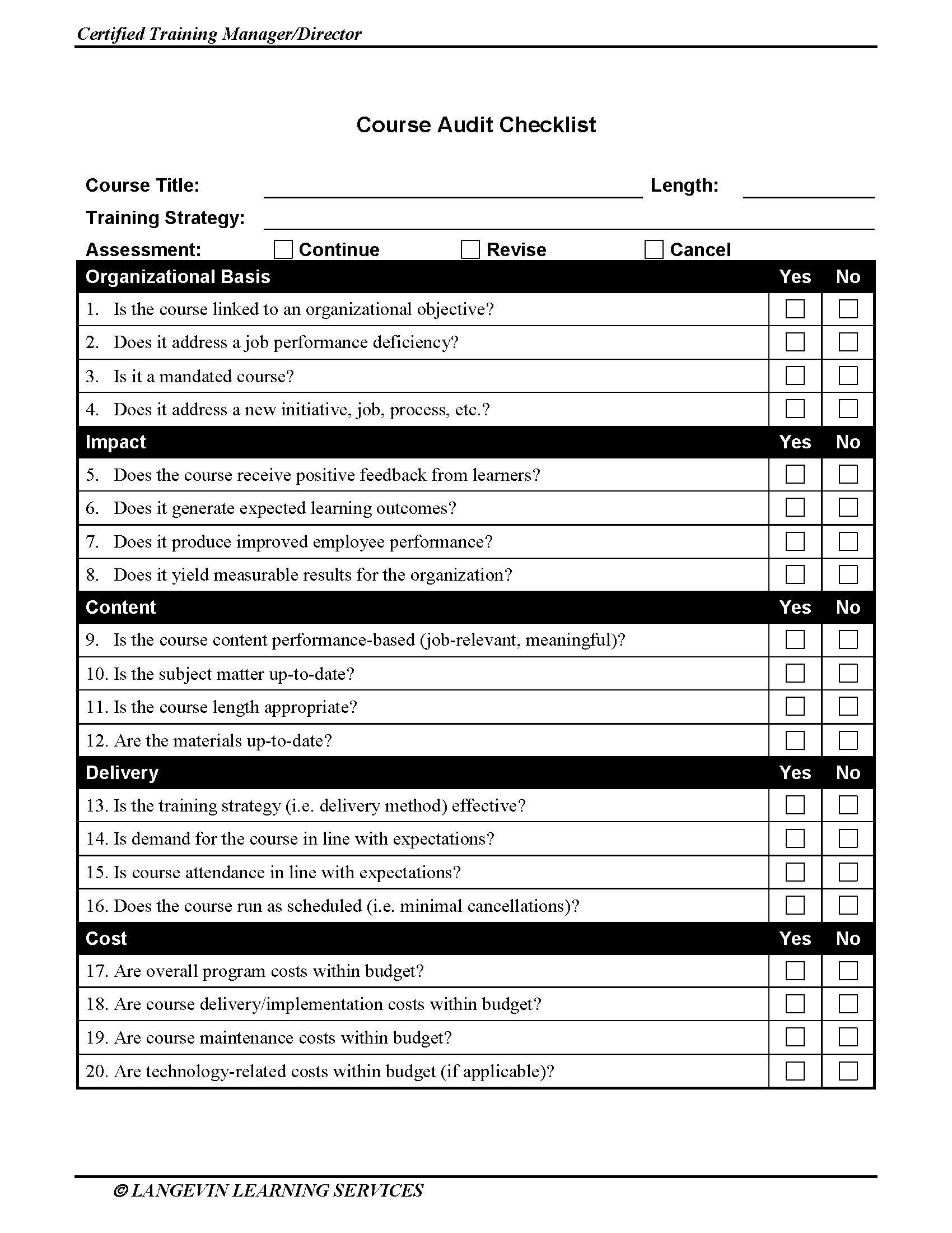 Course Audit Checklist Determine If You Can Continue Or in proportions 1700 X 2200