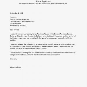 Cover Letter Example Academic Advisor Position intended for sizing 1000 X 1000