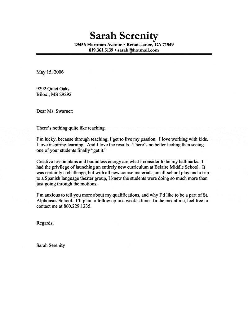 Cover Letter Example Of A Teacher With A Passion For with proportions 800 X 1035