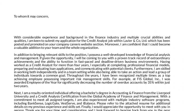 Cover Letter Examples Real People Credit Analyst Cover in size 1240 X 1754