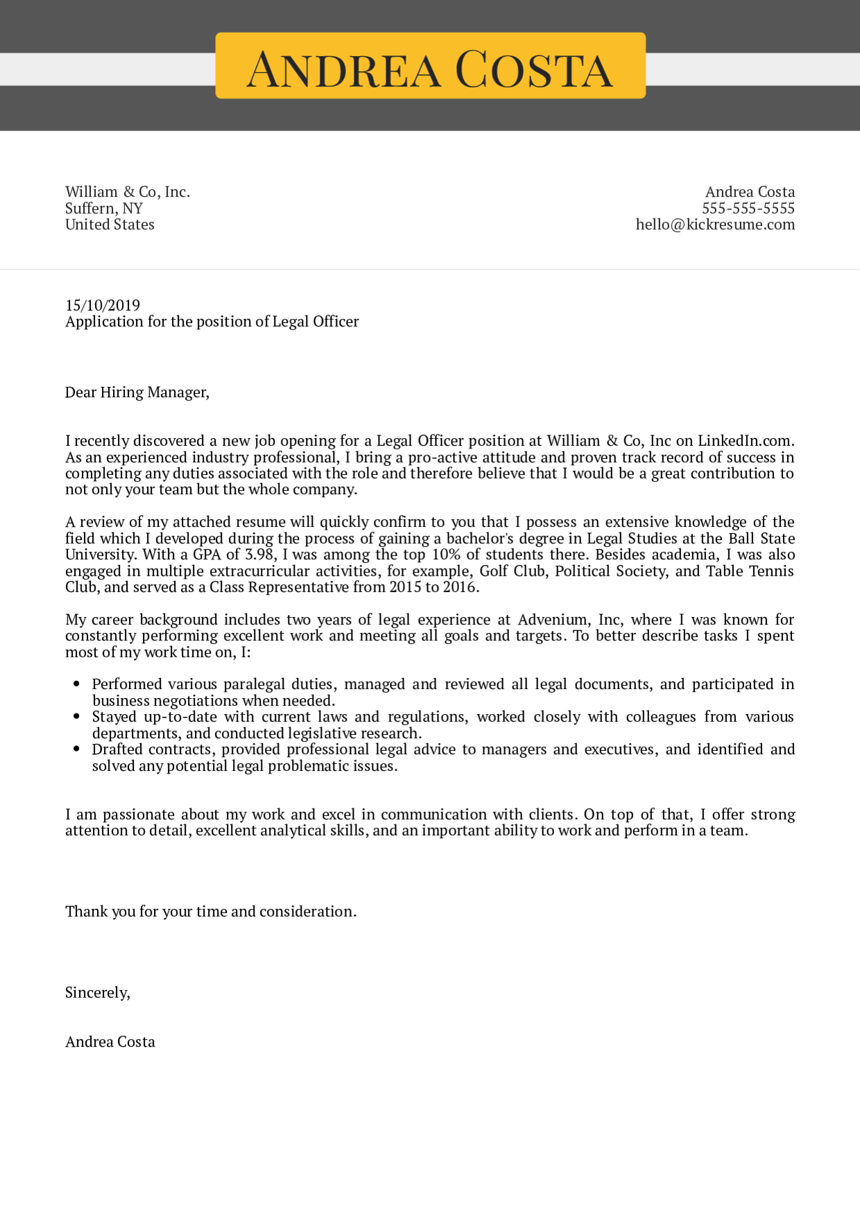 legal covering letter template