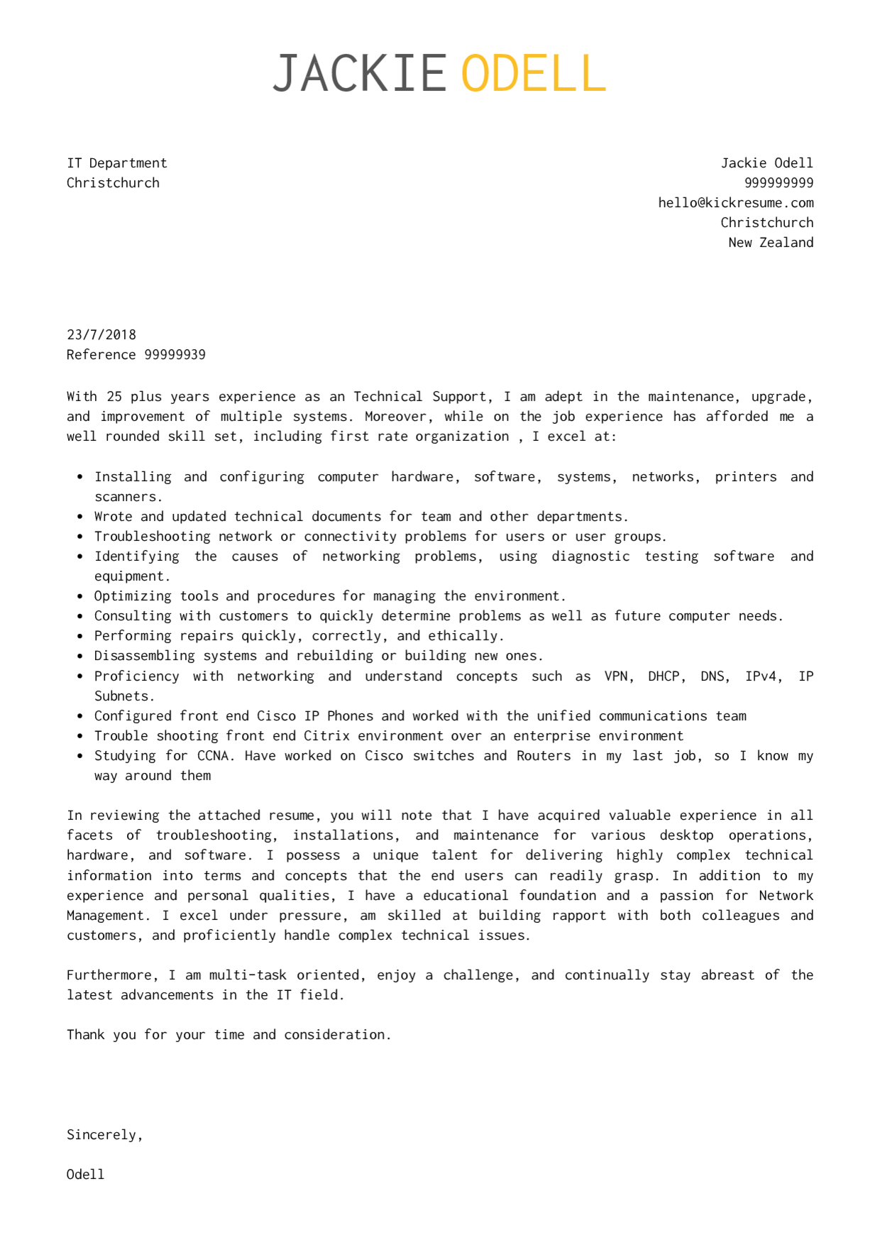 Cover Letter Examples Real People Sr Technical Support pertaining to size 1240 X 1754