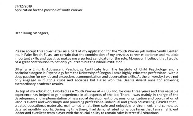 Cover Letter Examples Real People Youth Worker Cover inside size 1240 X 1754