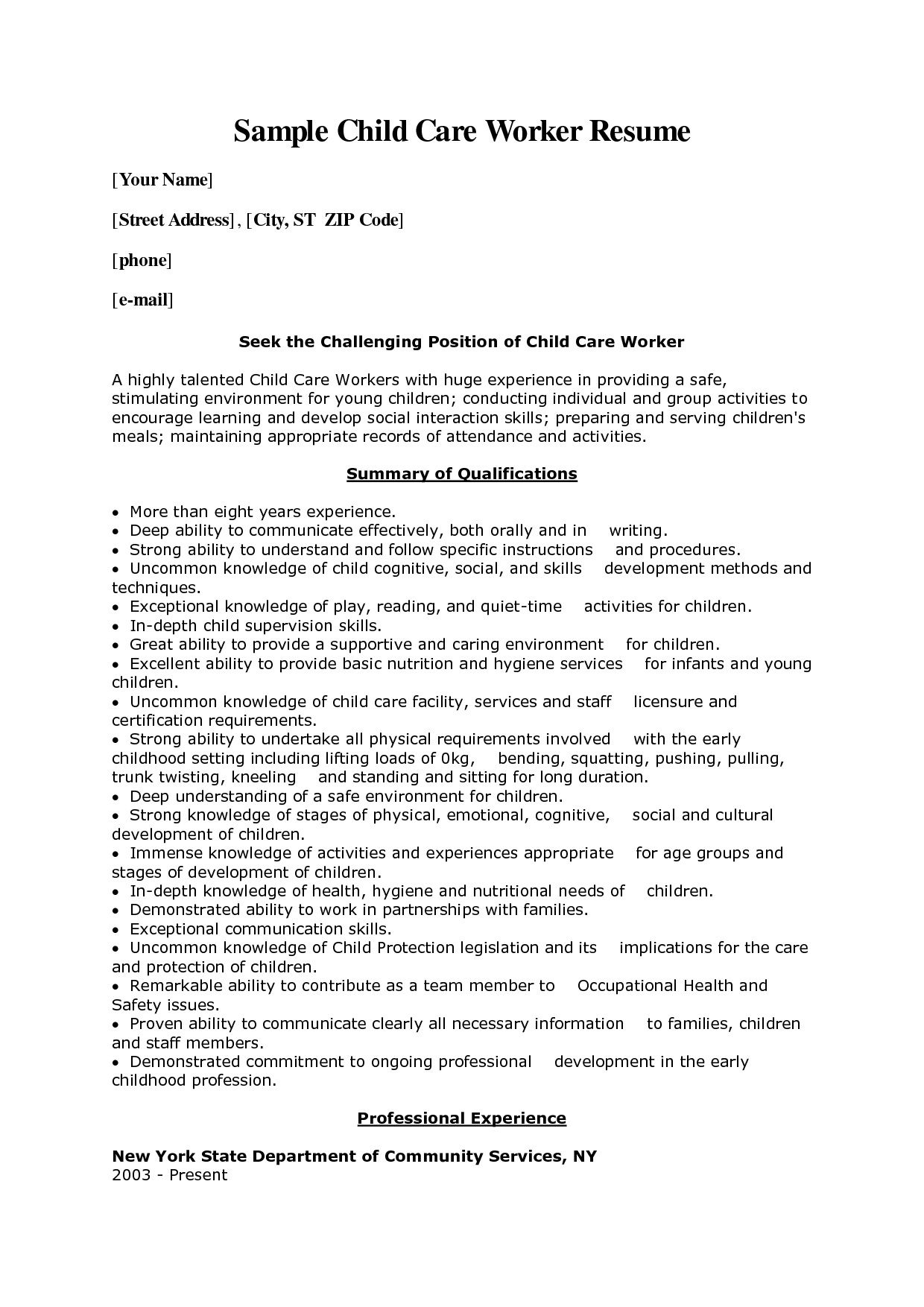 Cover Letter For Child Care Worker Enom inside sizing 1240 X 1754