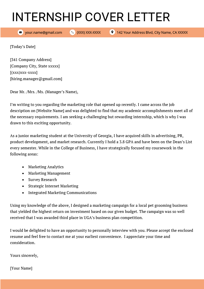 Cover Letter For Internship Example 4 Key Writing Tips for proportions 800 X 1132