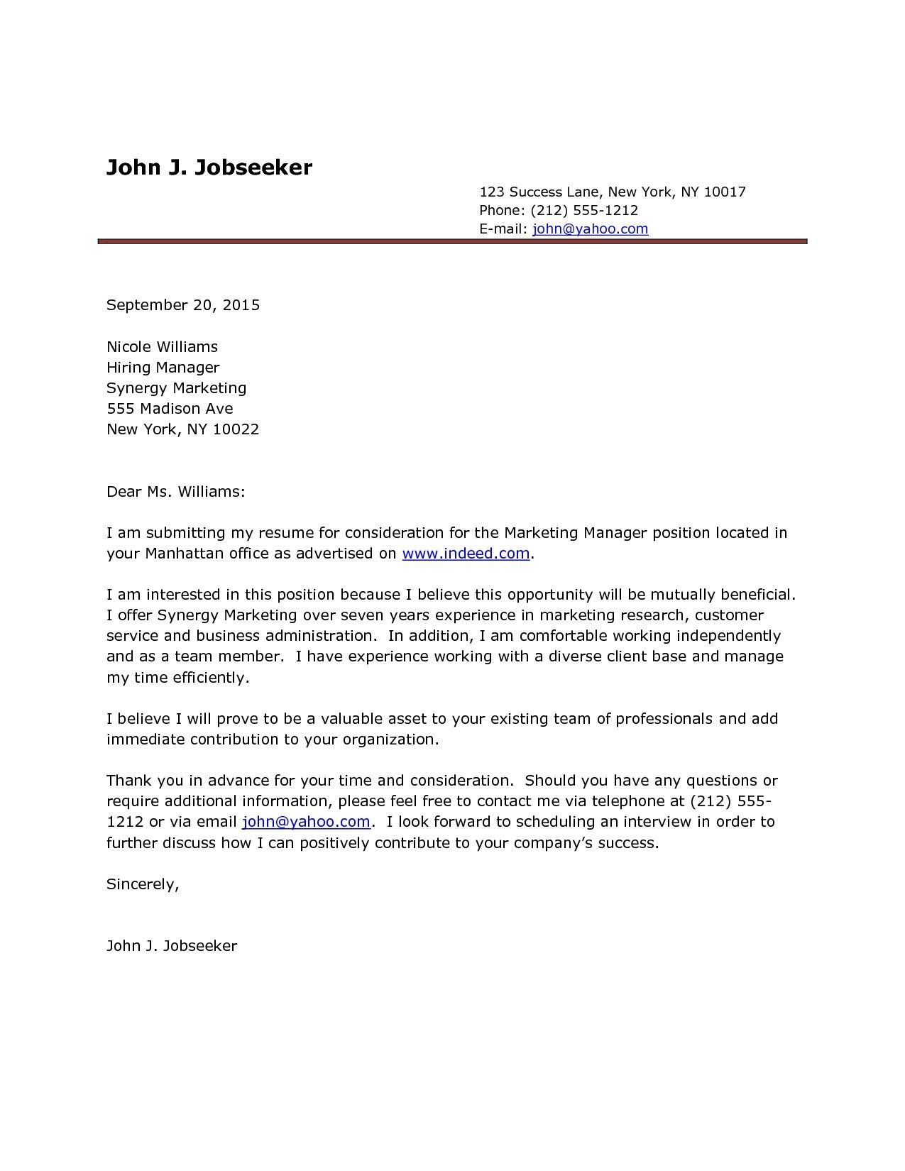 Cover Letter Sample For Job Application Doc Job Letter within size 1275 X 1650