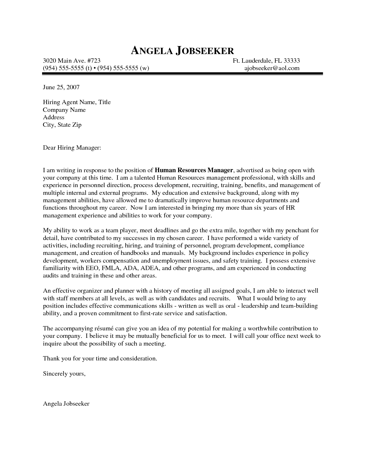 Cover Letter Template Human Resources Conseils Lettre De intended for dimensions 1275 X 1650