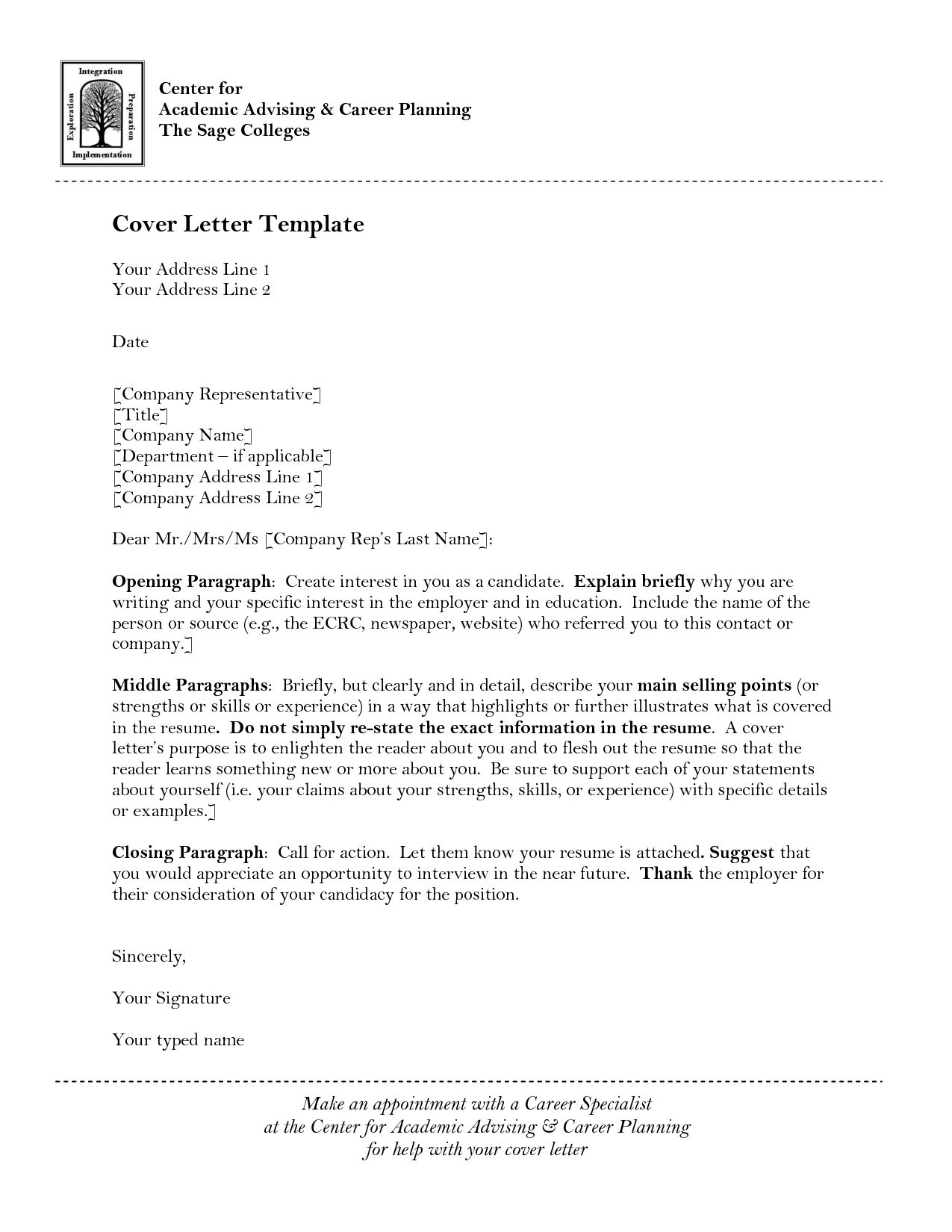 Cover Letter Template University Cover Letter For Resume with proportions 1275 X 1650