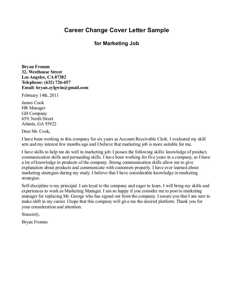 Cover Letter Template When Changing Careers Career Change inside measurements 800 X 1036