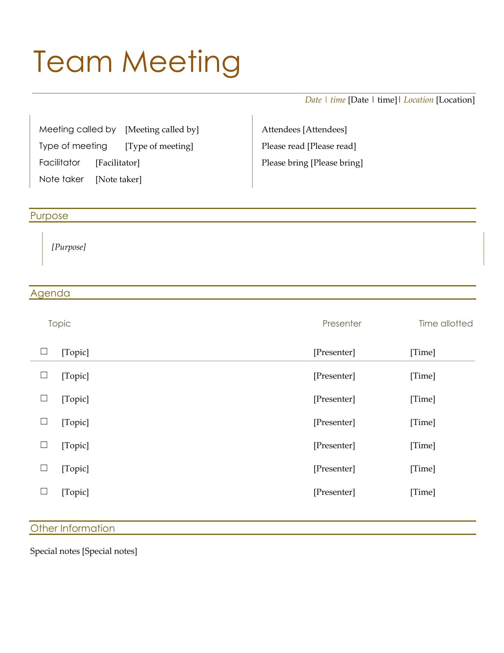 sample meeting agenda template