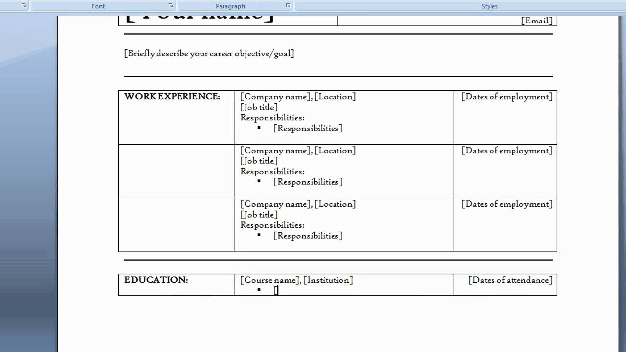 Create A Resume In Ms Word 2007 within sizing 1280 X 720
