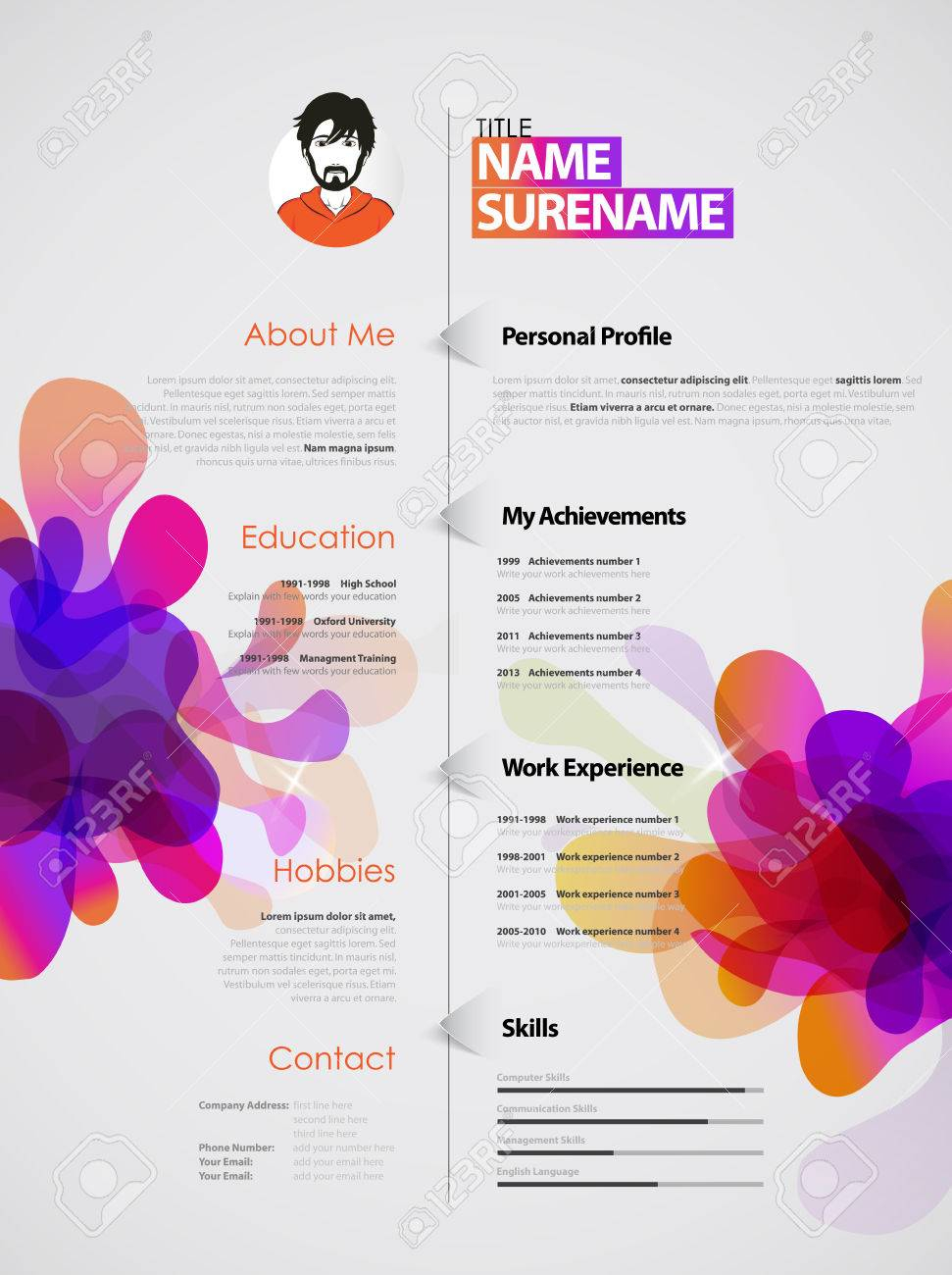 Creative Color Rich Cv Resume Template With Colorful Abstract with size 971 X 1300