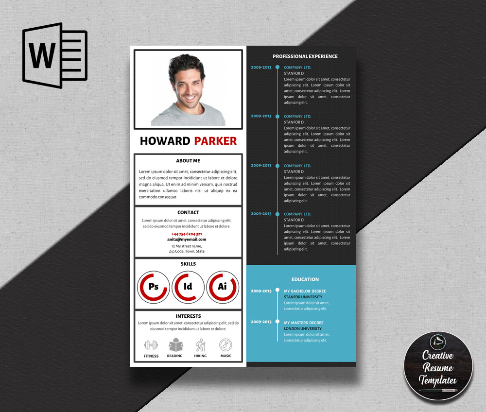 Creative Cv Template In Word Howard Parker Creative within dimensions 1000 X 848