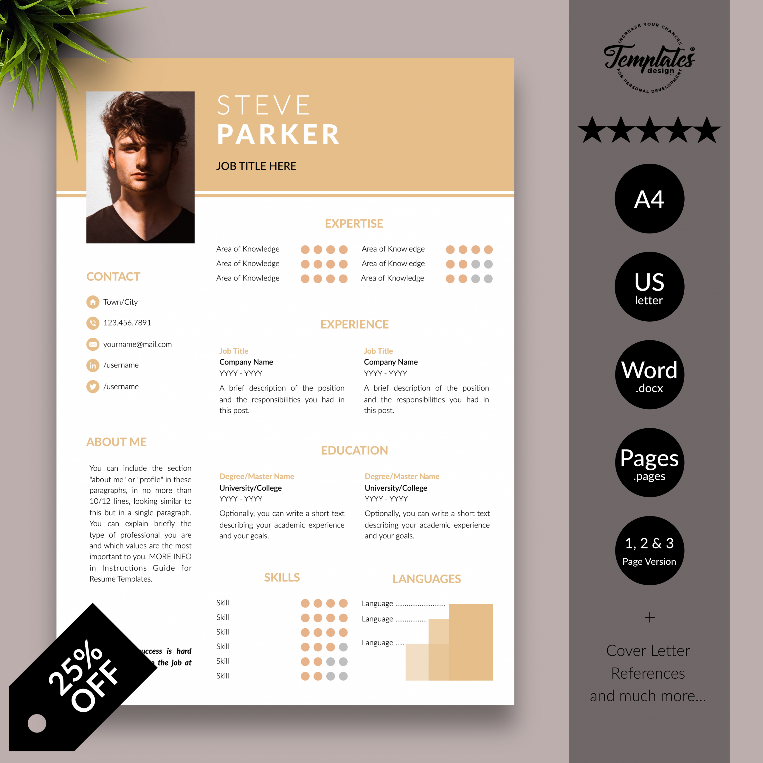 Creative Resume With Picture Modern Cv Template For Word inside size 3500 X 3500