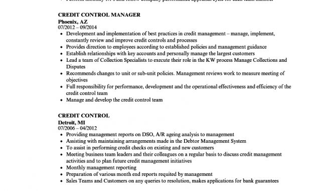 Credit Control Resume Samples Velvet Jobs in measurements 860 X 1240