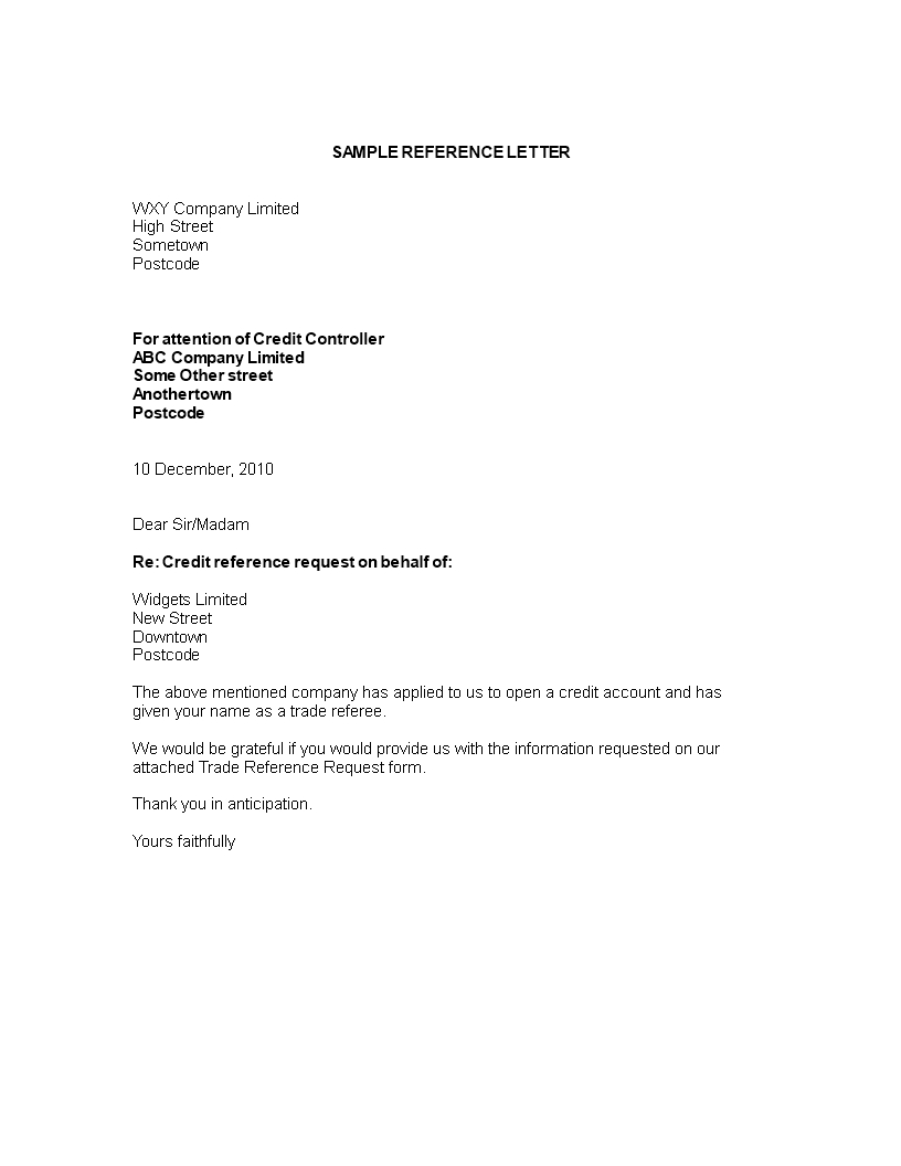 Credit Reference Letter From Supplier Templates At with regard to proportions 816 X 1056