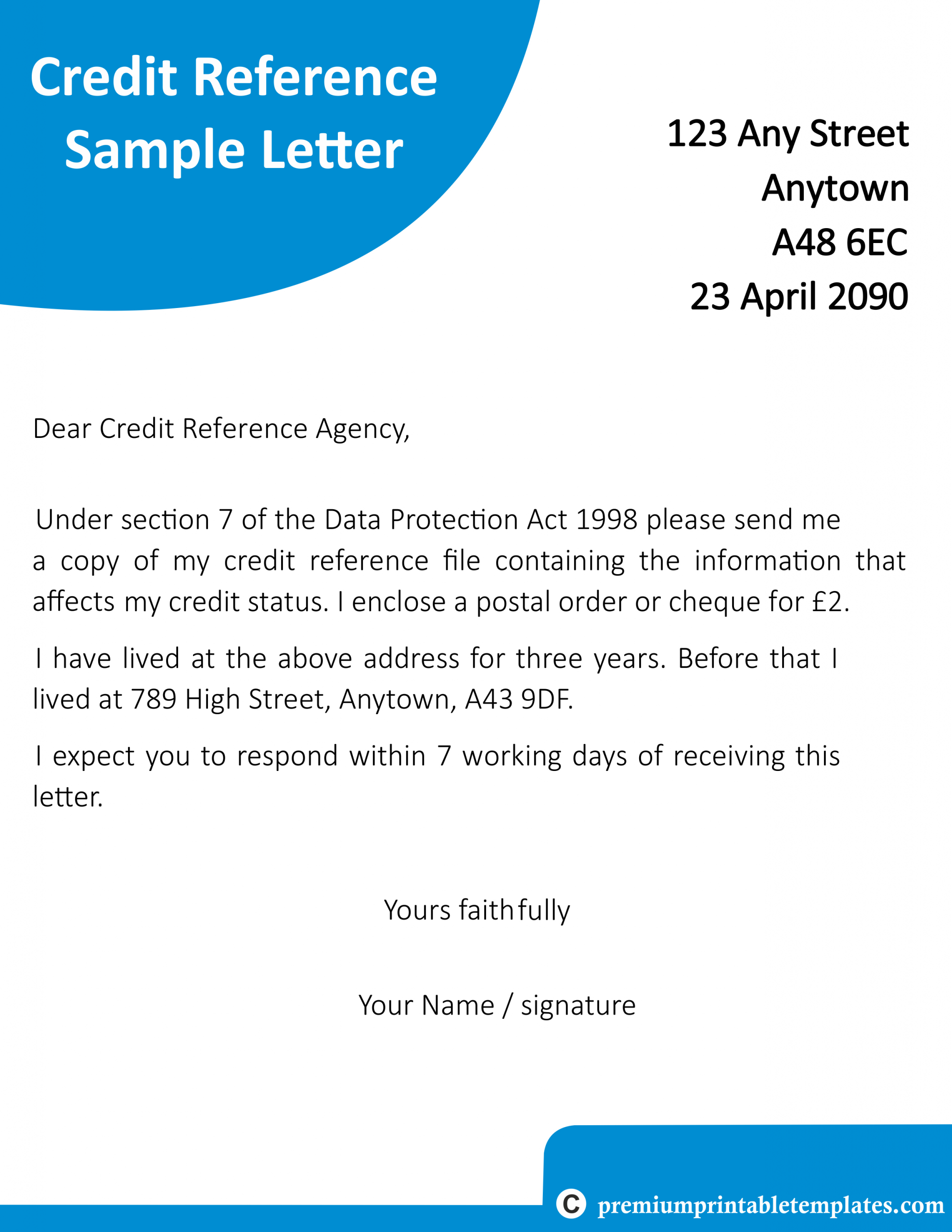 Credit Reference Letter Template Reference Letter Template for sizing 2550 X 3300
