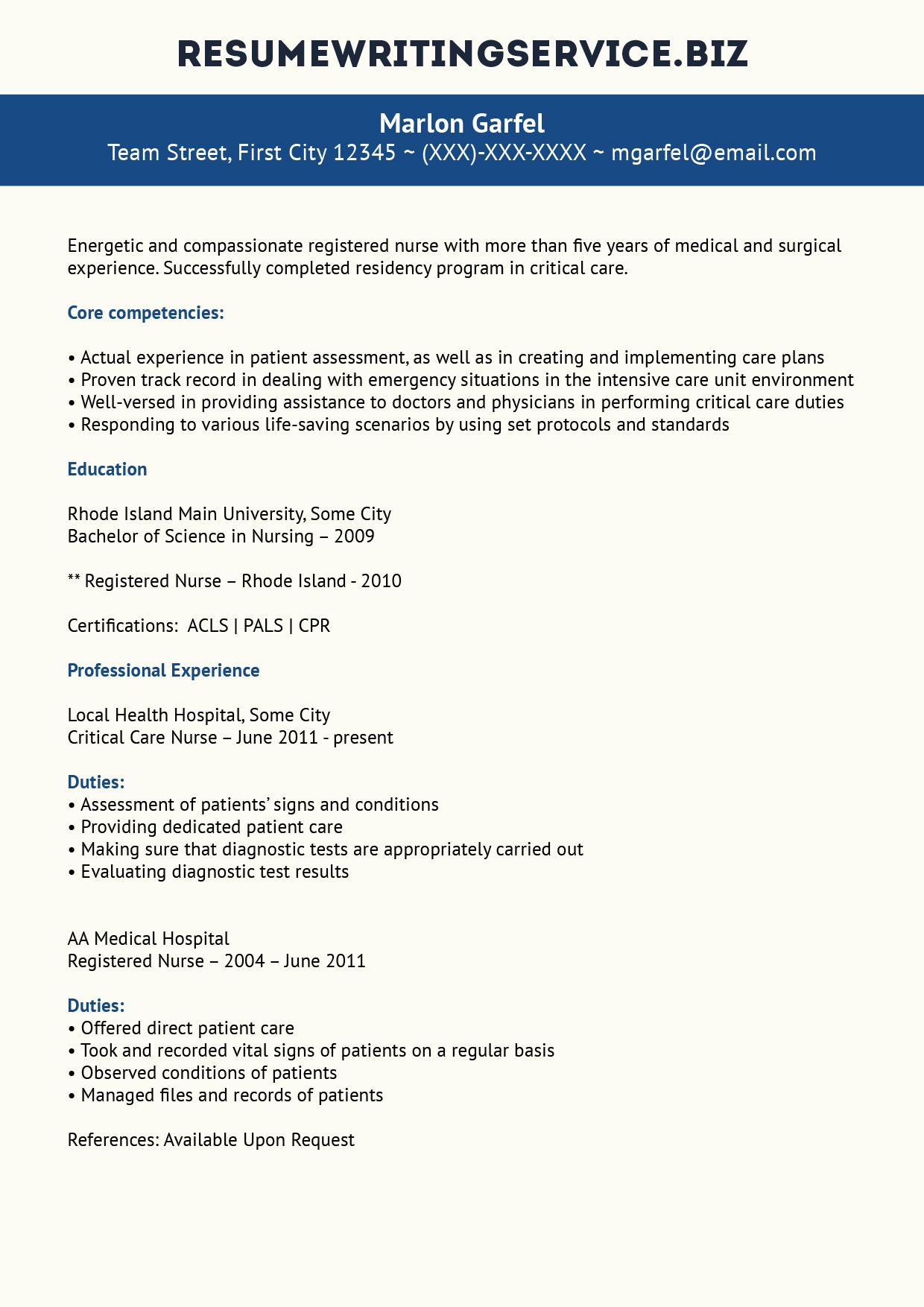 Critical Care Nurse Resume Registered Nurse Resume in size 1240 X 1754