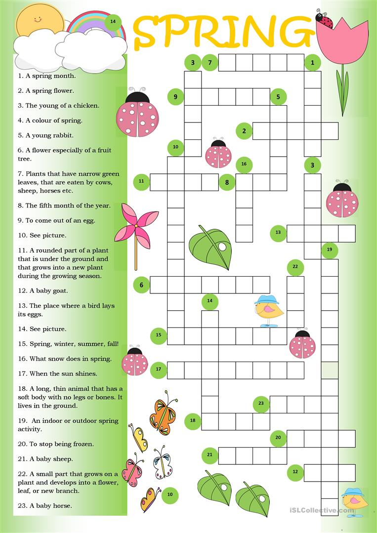 Crossword Spring English Esl Worksheets For Distance inside sizing 763 X 1079