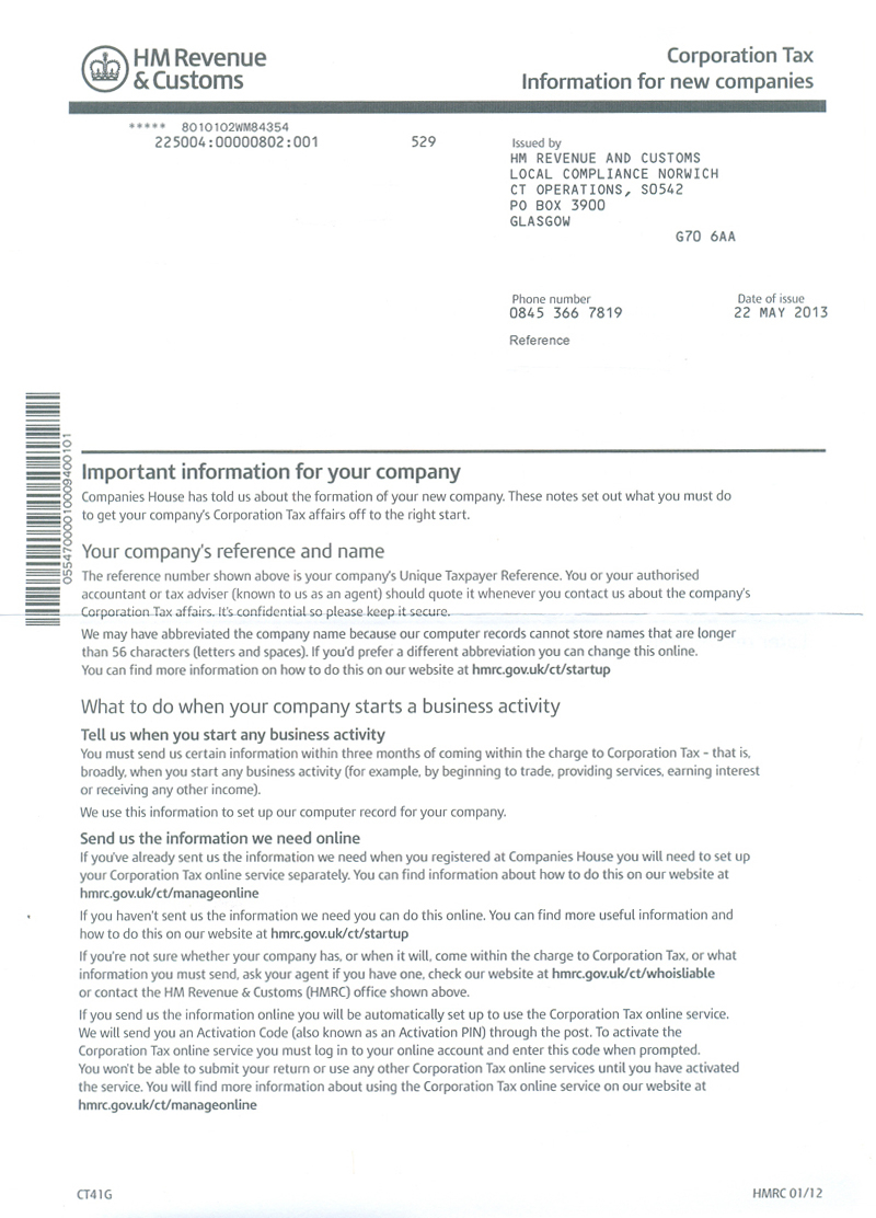 Ct41g Corporation Tax Information For New Companies for dimensions 800 X 1112