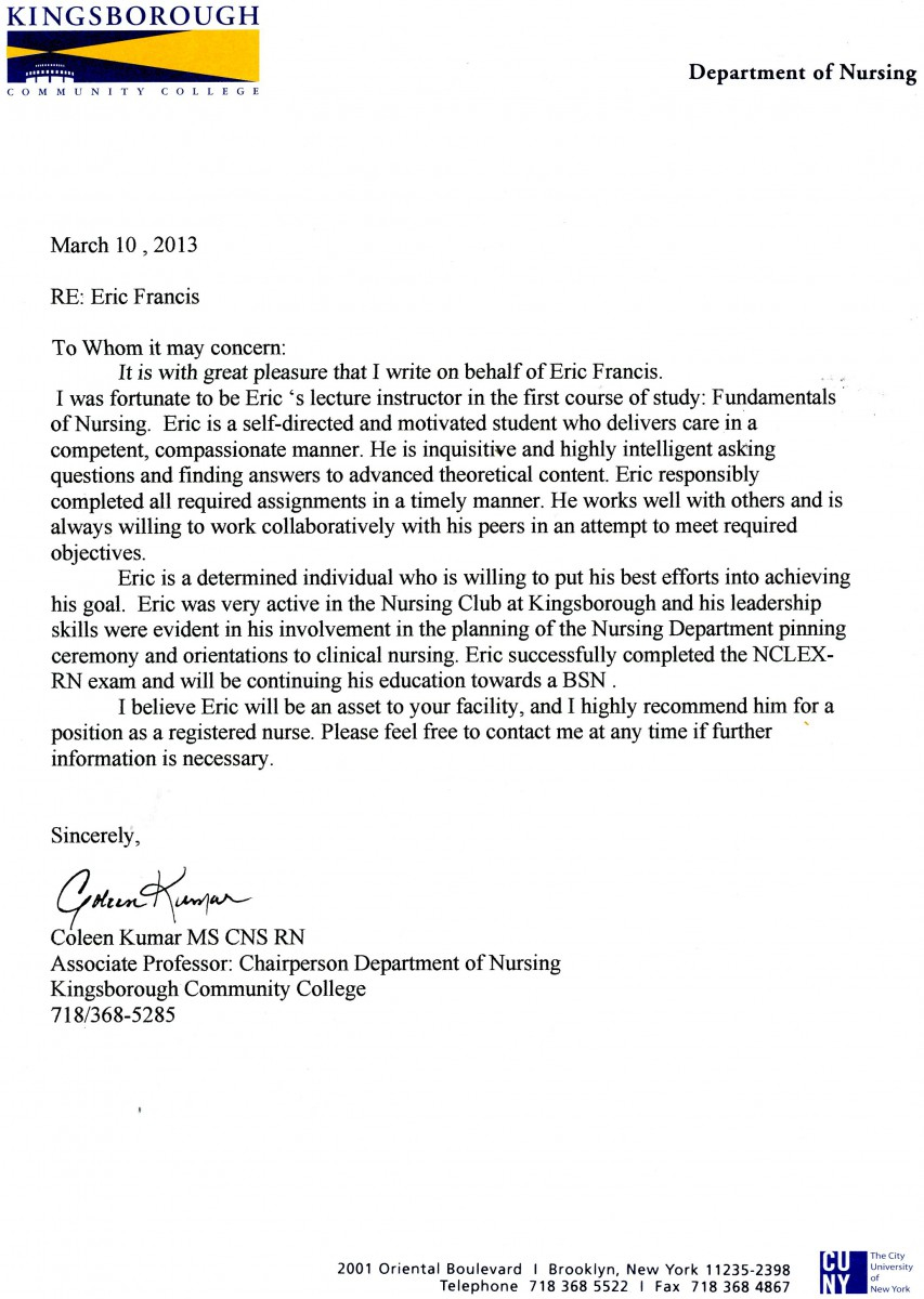 Cuny Letter Of Recommendation Caflei with sizing 853 X 1200