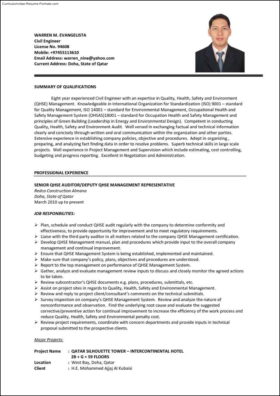 Curriculum Vitae Template Civil Engineer Best Resumes in measurements 964 X 1361