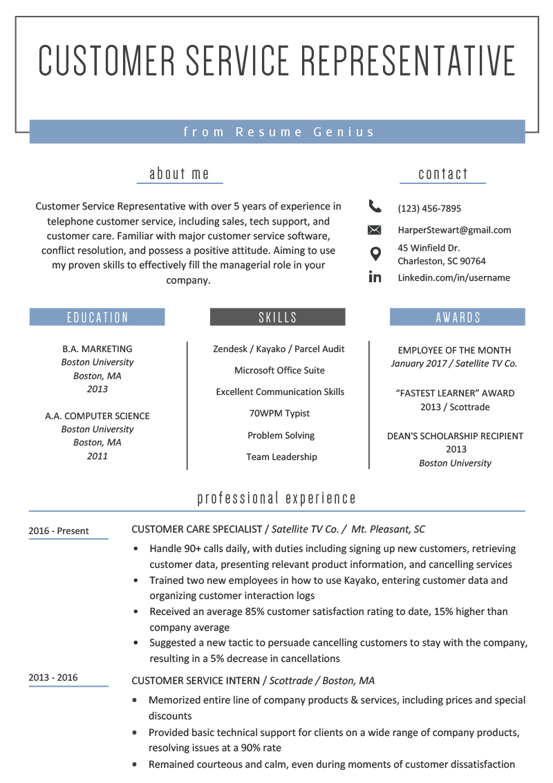 Customer Service Representative Resume Examples Resume Genius within size 800 X 1132