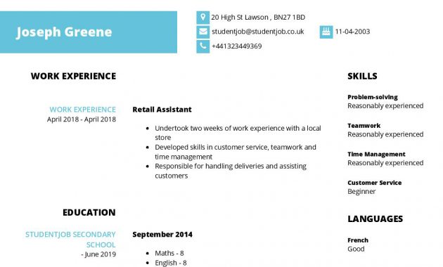 Cv Examples And Cv Templates Studentjob Uk for measurements 1240 X 1232