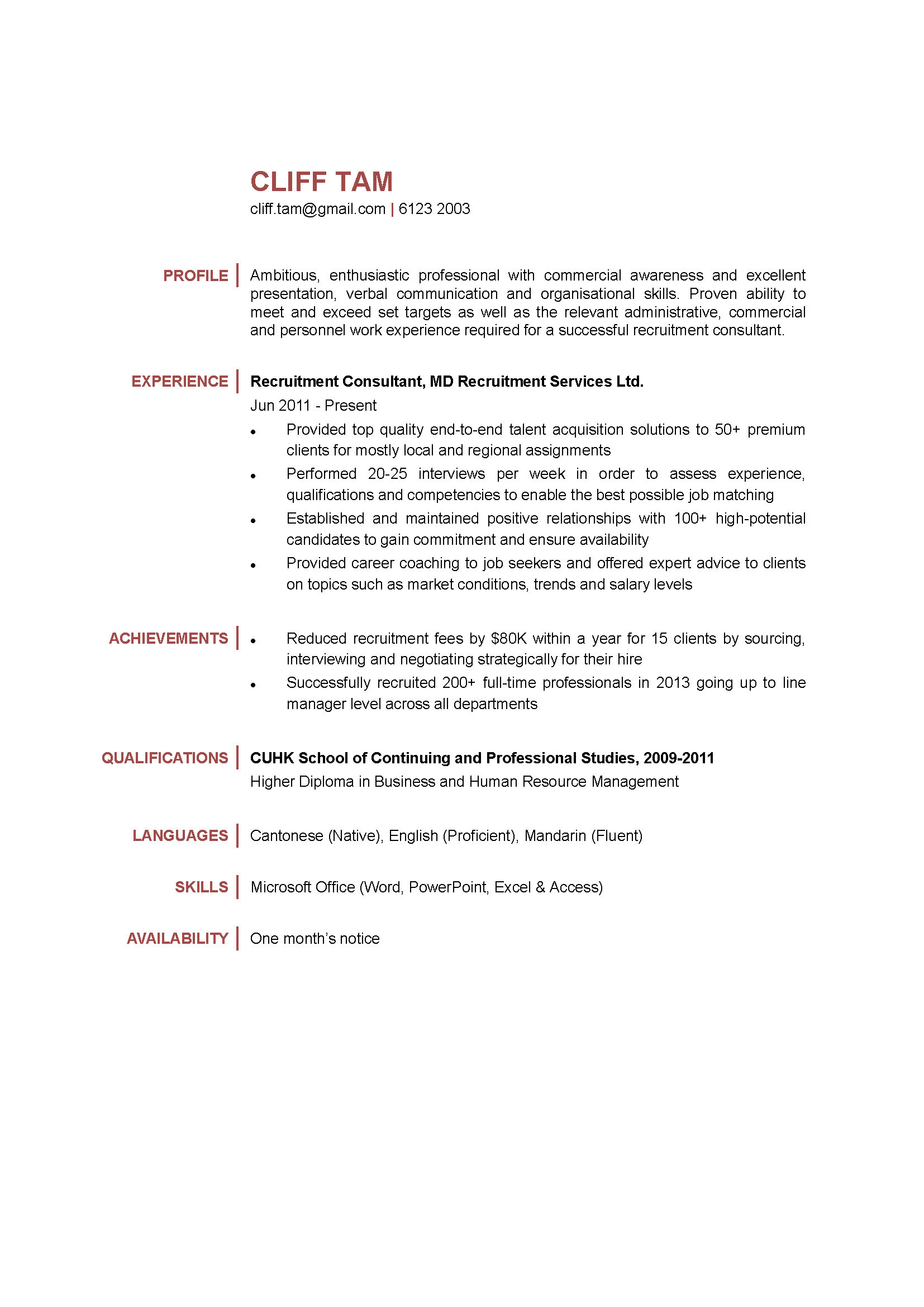 Cv For Recruitment Consultant Debandje pertaining to dimensions 1654 X 2339