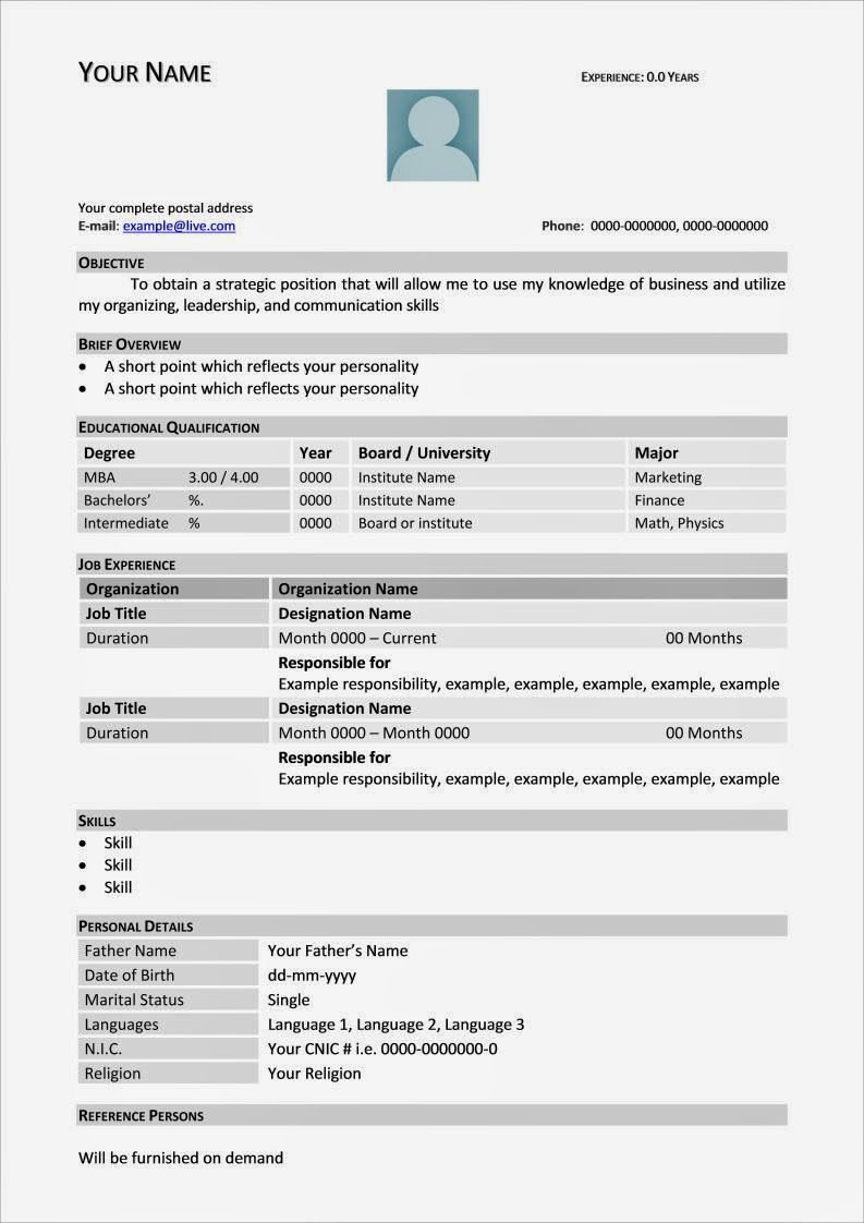 Table Form Cv Template Invitation Template Ideas